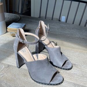 Vince Camuto gray block heels size 8